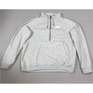 Nike Womens Quarter Zip Pullover Sweatshirt Heather Gray Mock Neck Size Medium